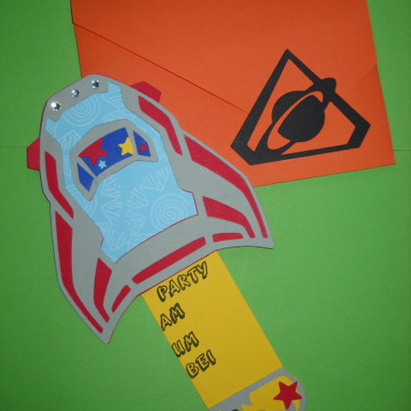 Einladungskarte zum Kindergeburtstag  Raumschiff