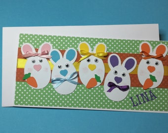 personalisierte Osterkarte Grußkarte zu Ostern für Kinder  "Hasenparade"