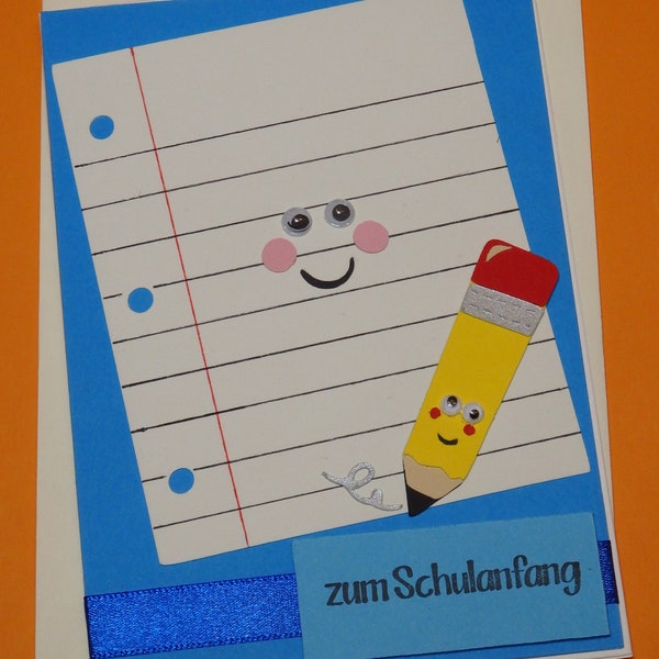 Glückwunschkarte zur Einschulung "Zettel+Stift "