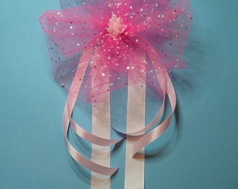 Large school cone bow gift bow tulle dream in pink