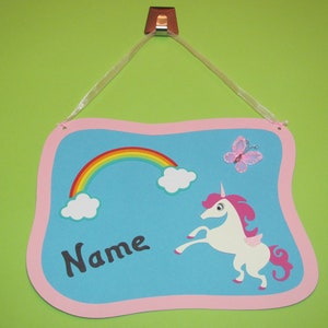 Kinderzimmer Türschild für Mädchen EINHORN mit Wunschname Bild 2