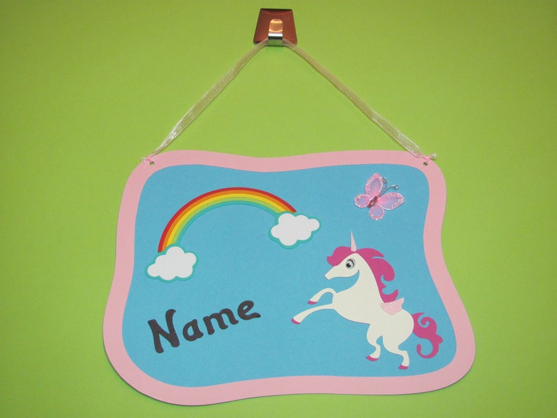 Kinderzimmer Türschild für Mädchen EINHORN mit Wunschname Bild 2