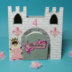 Einladungskarte Kindergeburtstag  Burg - Prinzessin  oder   Ritter
