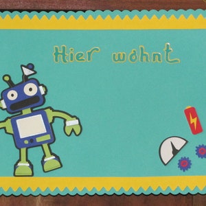 Kinderzimmer Türschild Roboter Wunschname Bild 1