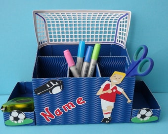 Schreibtisch Stiftebox Fußball  +Wunschname