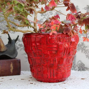 Doniczka ceramiczna 15 cm z kamionki w stylu vintage, czerwona, doniczka na rośliny doniczkowe, miska na kwiaty