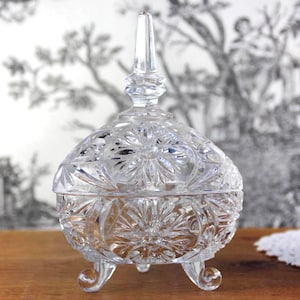 Tarro de cristal vintage, recipiente de cristal triangular, tarro de cristal Nachtmann con tapa, tarro de mermelada, azucarero, bombonera, caja de cristal