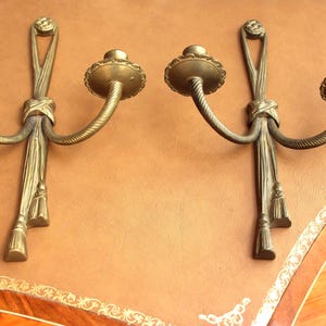 2x Wall Candle Holder Brass Solid Metal Candle Holder Vintage Wall Sconce Candelabra Art Nouveau