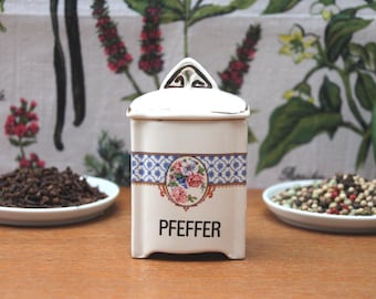 Słoik na przyprawy w stylu vintage "Pepper" pojemnik na przyprawy pojemnik do przechowywania ceramiczny słoik słoiki do przechowywania stojak na przyprawy ceramiczny słoik z pokrywką
