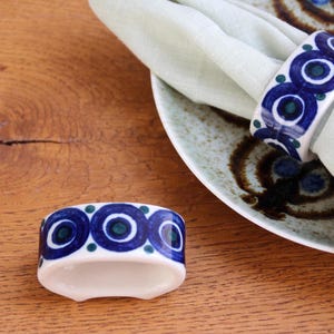 Porta tovaglioli vintage in ceramica bianco-blu-verde, 2 pezzi, set per decorazione da tavola