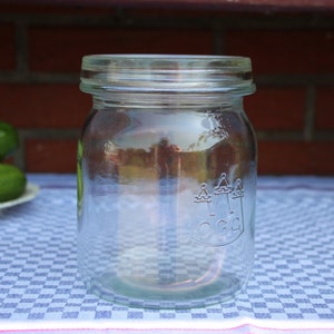 Vintage Einmachglas mit Deckel 1 Liter OGA Glas mit Prägung Vorratsglas Weckglas Rillenglas Einweckglas Einkochglas Dekoglas