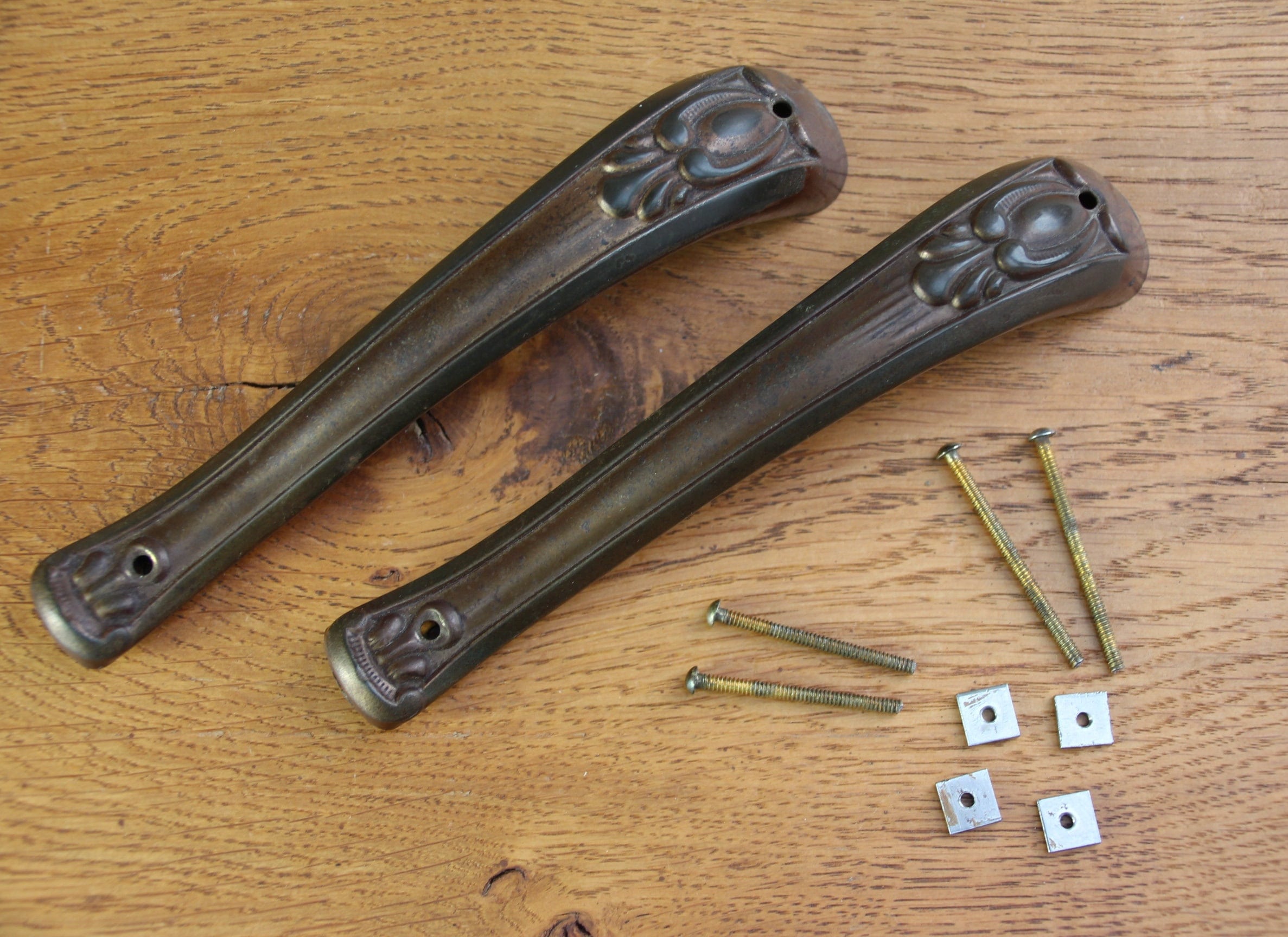 Vintage Antique 2x Cabinet Door Handles Wardrobe Handles Furniture Handles Cupboard Handles Brass Old Bronze Color