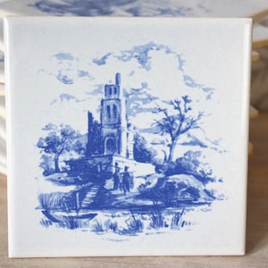 Vintage tiles wall tiles decorative tiles ceramic tiles white-blue 10.8 cm x 10.8 cm remaining stock craft supplies creative supplies