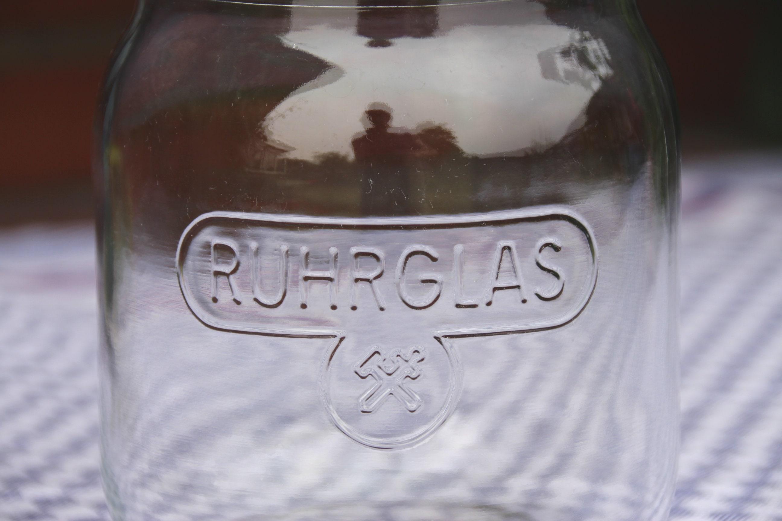 Vintage Einmachglas mit Deckel 1 Liter Ruhrglas Glas mit Prägung Vorratsglas Weckglas Rillenglas Einweckglas Einkochglas Dekoglas