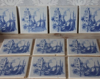 Azulejos vintage azulejos de pared azulejos decorativos azulejos de cerámica blanco-azul 10,8 cm x 10,8 cm stock restante suministros de artesanía suministros creativos