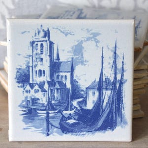 Vintage tiles wall tiles decorative tiles ceramic tiles white-blue 10.8 cm x 10.8 cm remaining stock craft supplies creative supplies