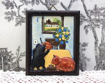 Plaque Décorative Avec Motif De Chats En Relief - Modèle 1163 - Sans Marque