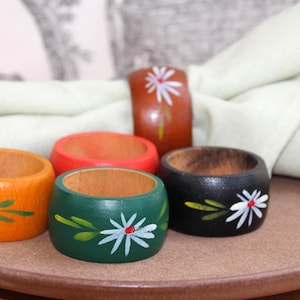 Porta tovaglioli vintage 5x in legno naturale dipinto, 5 pezzi in set, decorazione da tavola dipinta a mano