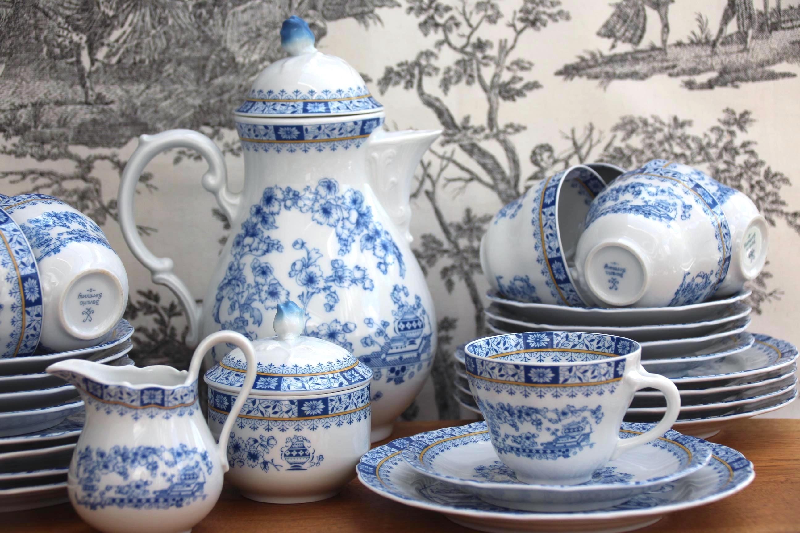 Blau weiss vintage geschirr