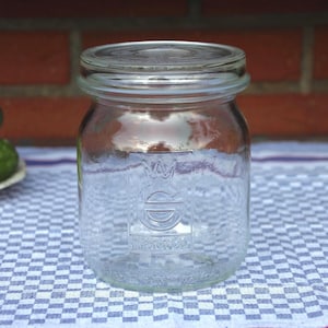 Vintage weckpot met deksel 1 liter Gerrix glas met reliëf opbergpot Weckpot gegroefd glas weckpot decoratief glas