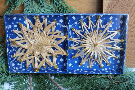 Strohsterne,Strohstern,Stern,Weihnachtsstern,Weihnachtsdeko,Deko 2er Set