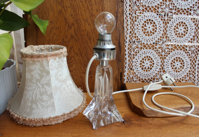 bedside lamp Table lamp with crystal glass base vintage table lamp with umbrella fabric shade bedroom lamp floor lamp