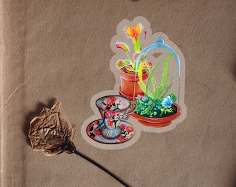 Adesivo de planta cloche em aquarela: decoração gótica de academia escura