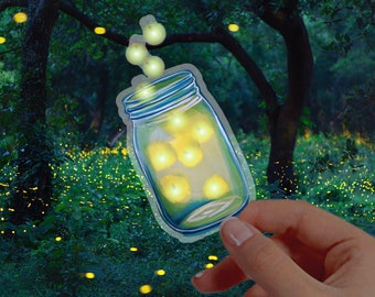 Fireflies Sticker: Transparent Watercolor Insect Decal