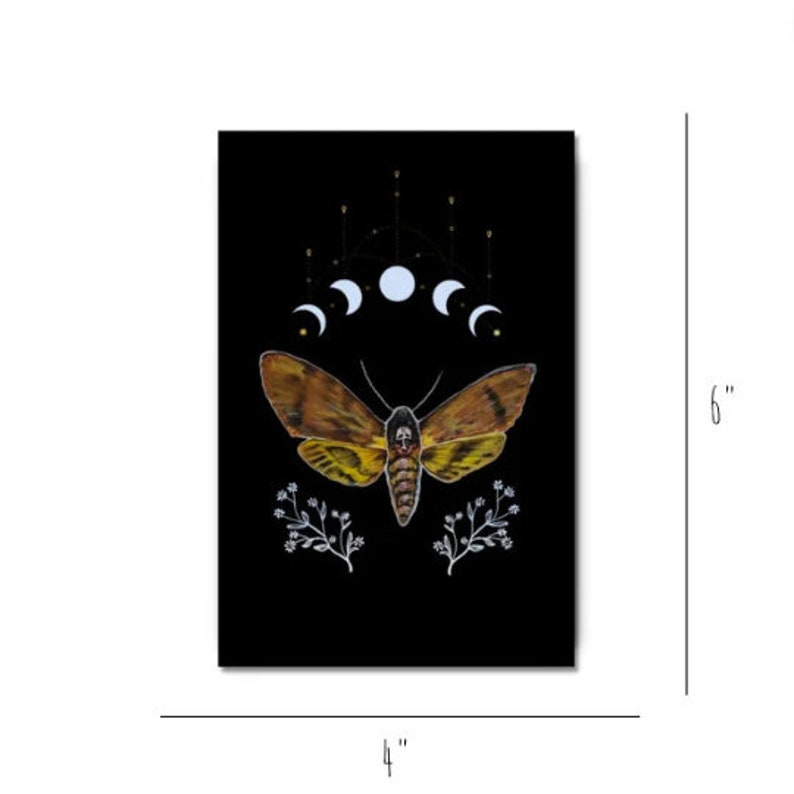 Death Head Moth Mini Art Print | Gothic Lunar Decor (4x6) - Etsy