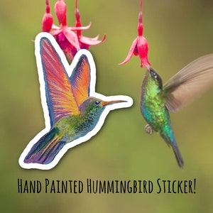 Watercolor Hummingbird Sticker: Transparent Vinyl Decal