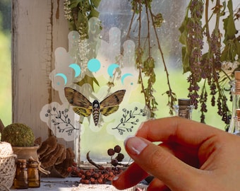 Moth Transparent Sticker | Death Head Moth Sticker | Sketchbook Sticker | Goth Moth Transparent Sticker | Waterproof Sticker | Macabre Moth