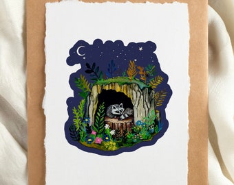 Wasserdichter Waschbär Aufkleber: Camping Woodland Vinyl Aufkleber
