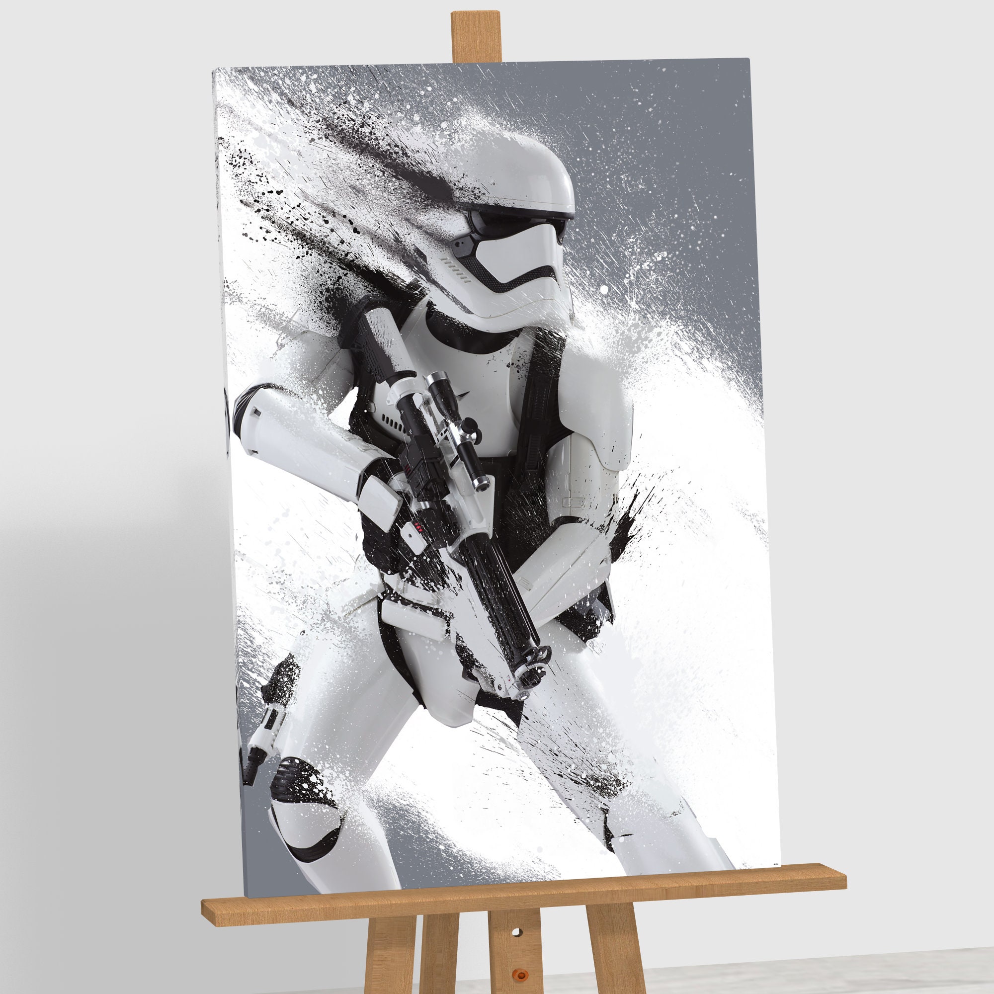 Quadro Stormtrooper Star Wars Su Tela - 45x30 Cm, Stampa Artistica, Cornice In Legno Di Pino - 3