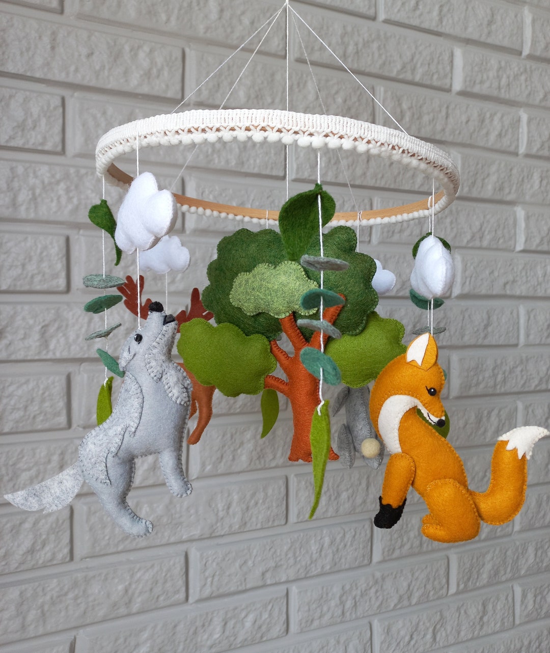 Woodland Animals Baby Mobile Forest Baby Mobile Fox Deer Wolf Etsy