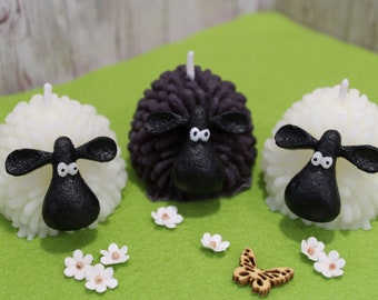 Beeswax Sheep Candle, x1, x3, Spring, Easter, Birthday, Christmas, flock