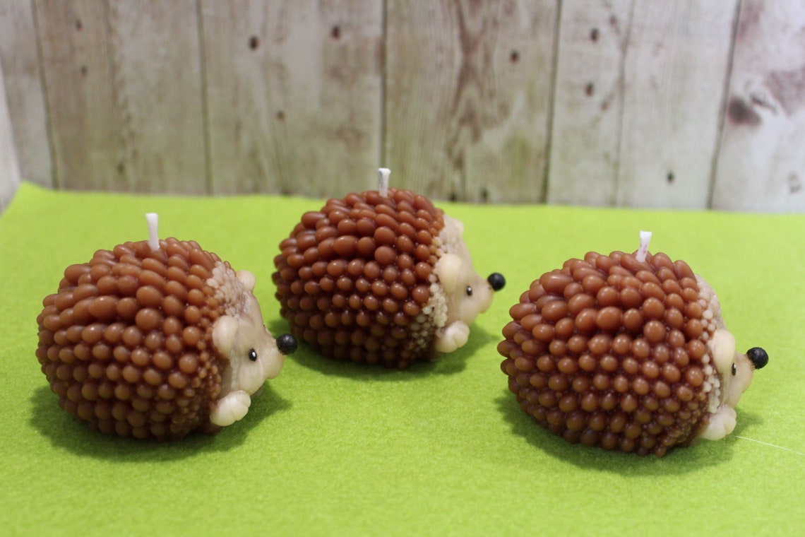 Beeswax Hedgehog Candles in a Gift Bag Pillar Candles Etsy UK