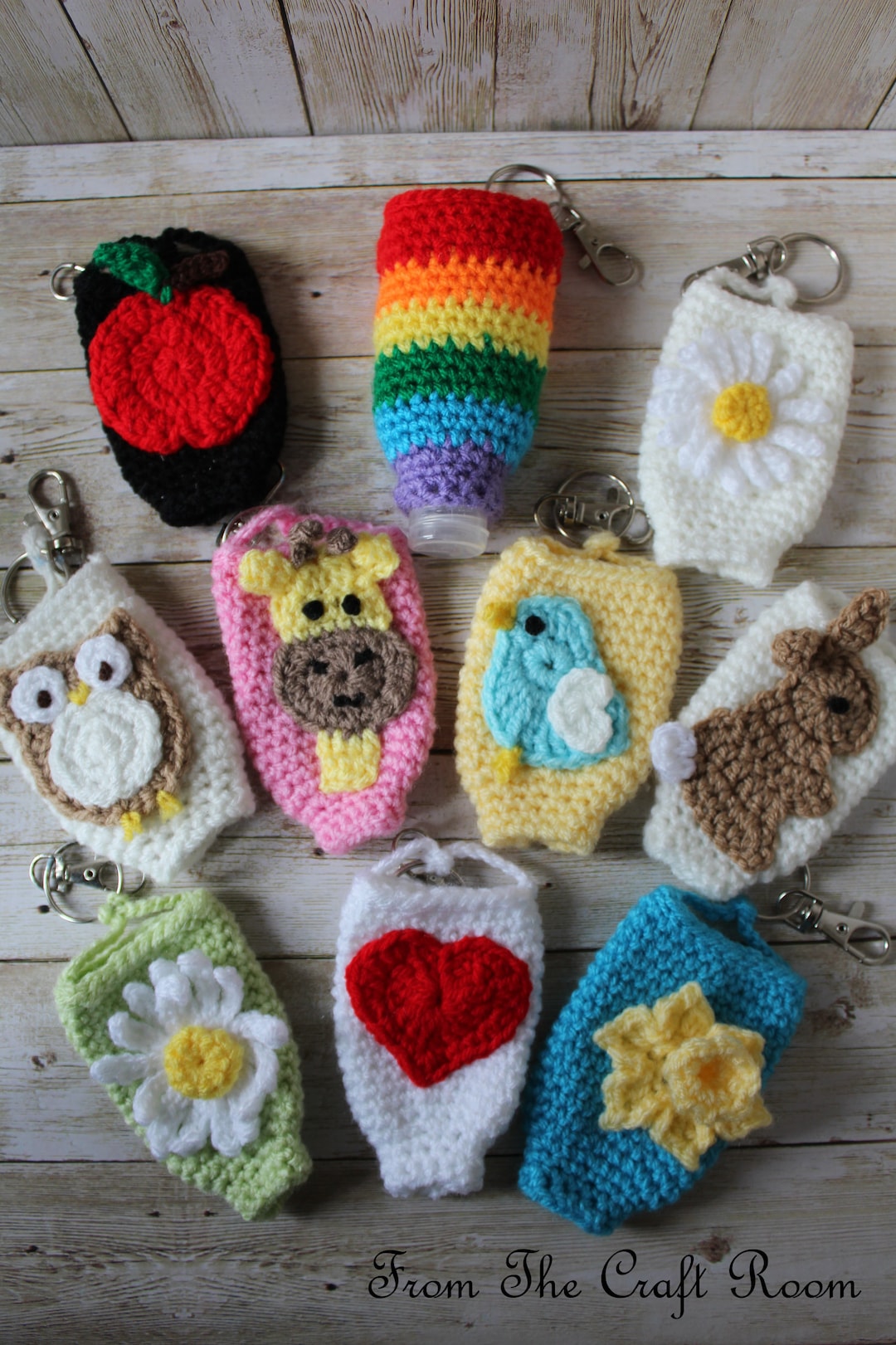 Crochet - Hand Gel Cover, Hand Sanitiser, Key Ring, Keychain