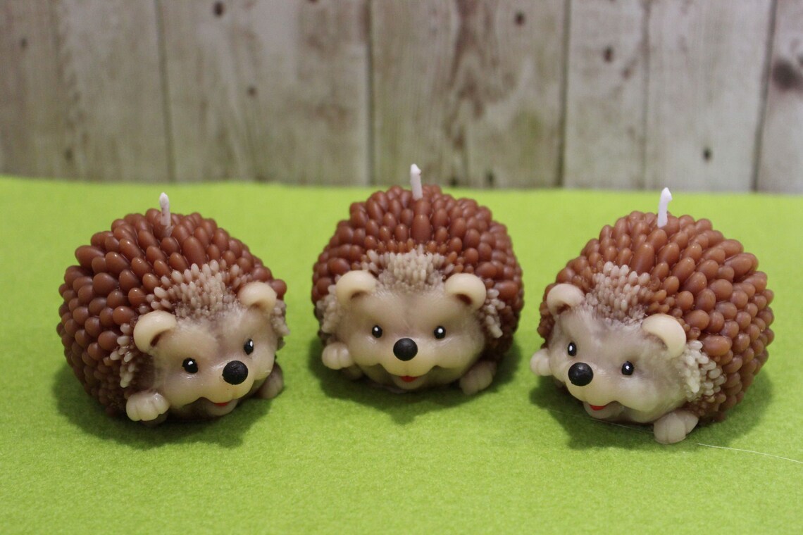 Beeswax Hedgehog Candles in a Gift Bag Pillar Candles Etsy UK
