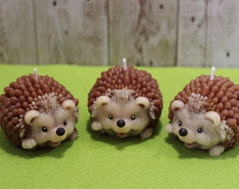 Beeswax Hedgehog Candles, in a gift bag, pillar candles, Autumn, Halloween, Christmas