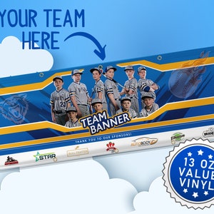 8&#39;x 3&#39; Large Personalized Sports Team Banner, used for Baseball, Softball, Football, Volleyball, Cheer, Basketball, Fits 10x10 Canopy Tent
