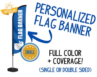 9 foot Feather Flag for Sidewalk or Ground Advertising with Full Color Personalized Graphics, Small Tear Drop Flag