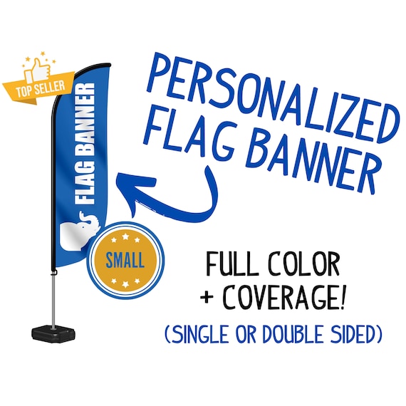 9 foot Feather Flag for Sidewalk or Ground Advertising with Full Color Personalized Graphics, Small Tear Drop Flag