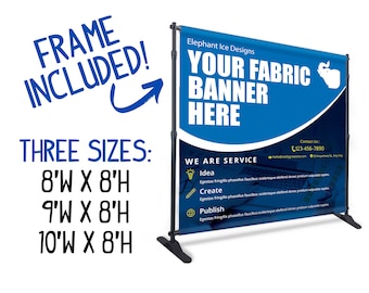 Fabric Custom Banner for Backdrop at any Indoor Event, Full Color with a Freestanding Banner Frame in Different Sizes, AKA Step and Repeat