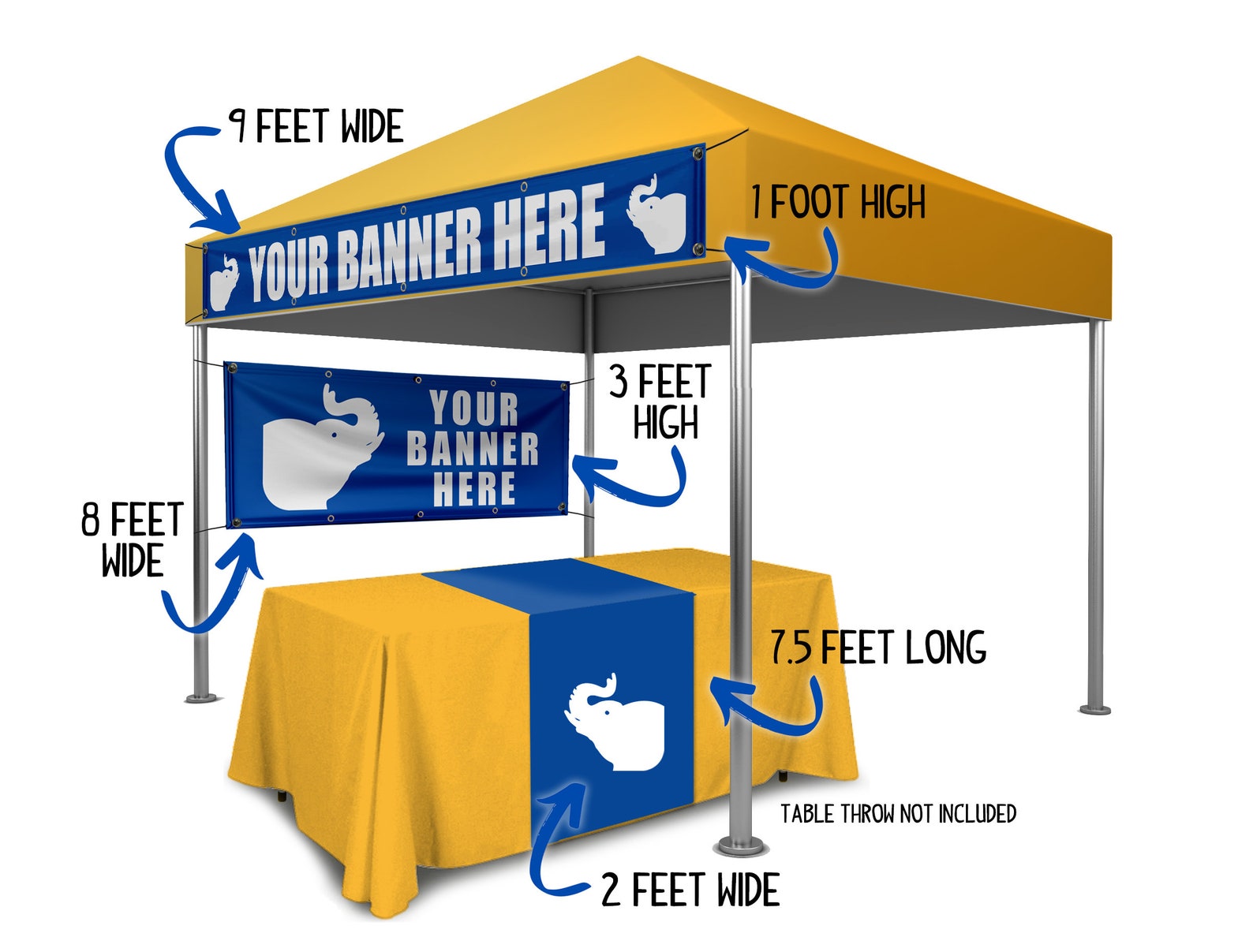 Custom 10x10 tent craft show package front 1x9 banner back etsy