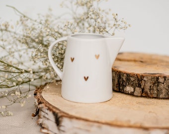 Brocca di latte con decorazioni dorate, stoviglie moderne in porcellana, crema bianca, caffettiera, regalo di nozze, stoviglie in porcellana di lusso - GOLDEN HEARTS