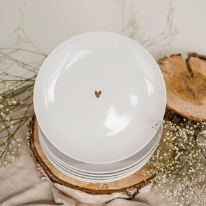 Dinner plate 24 cm, modern tableware, romantic dining, premium porcelain for home, large gold and white dinner plate - GOLDEN HEART