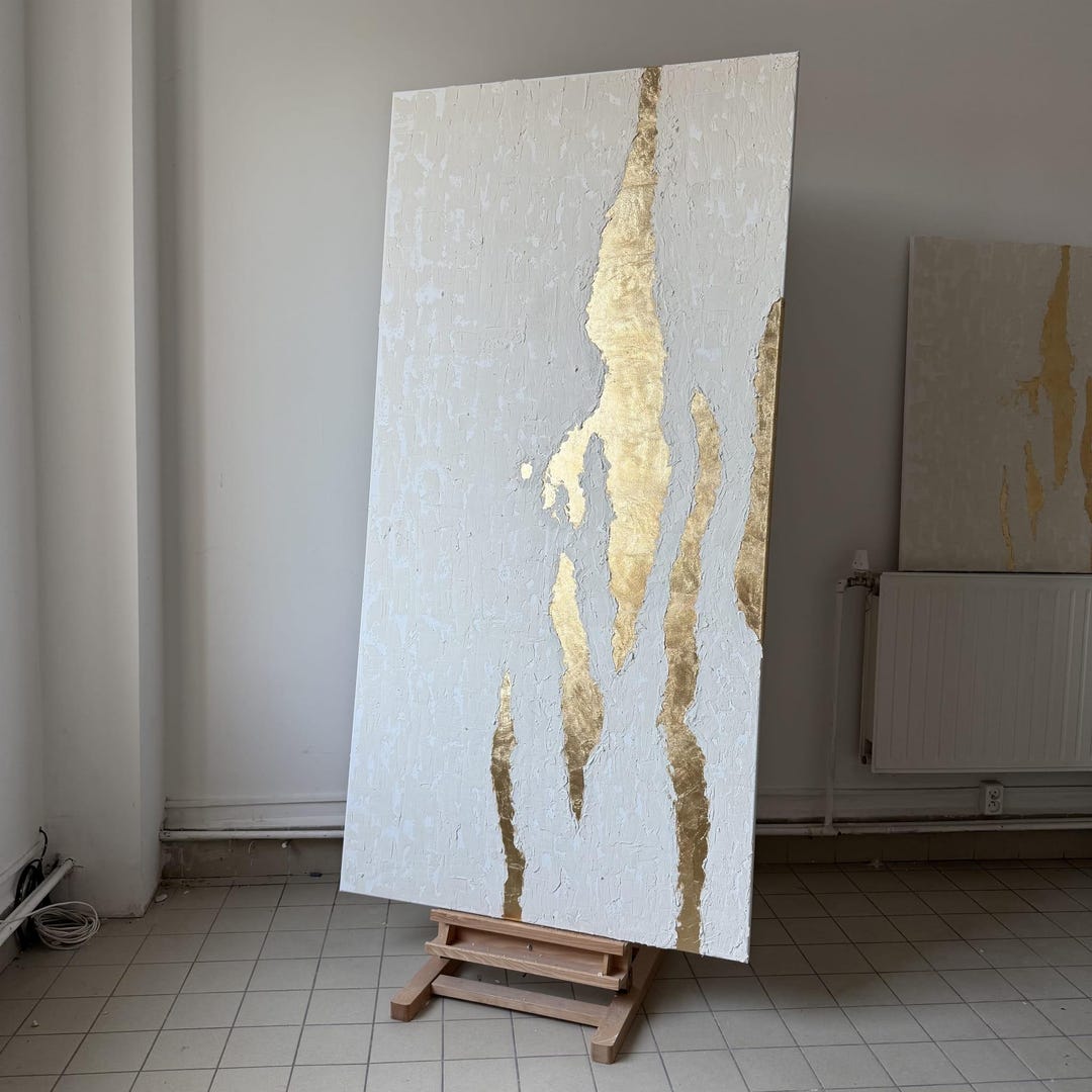 Textured Gold Abstract Painting, Large Neutral Beige Canvas Wall Art - Etsy