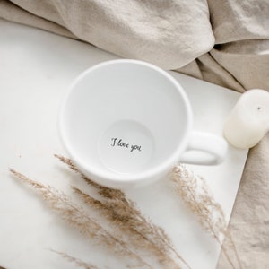 Large tea mug 500 ml - GOLDEN Heart + I love You + writing on the bottom