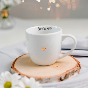 Mug 300 ml - You&#39;re mine GOLDEN HEART Hand painted ceramic statement mug, motivation gift, porcelain mug, handmade gift, large coffee cup