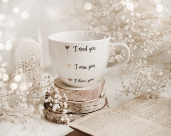 Mug 500 ml - Measure of love GOLDEN HEARTS tea accessories, gift for friend, white tableware, gift for tea lover, huge cup, romantic gift